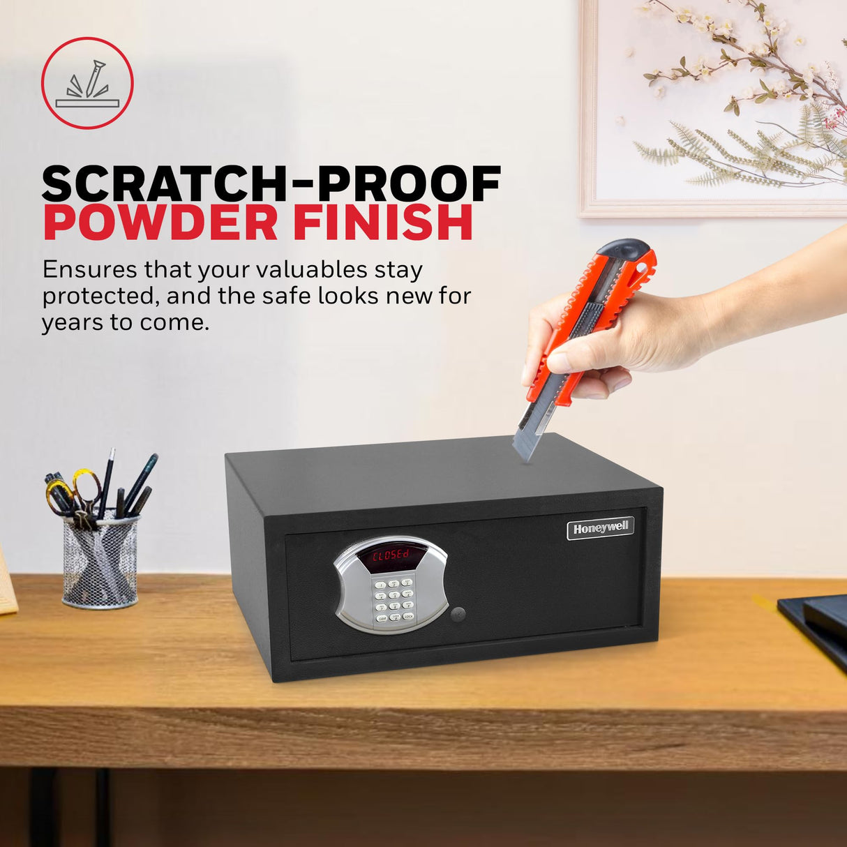 Honeywell Safes & Door Locks - Hideable Safe Box with Hotel-Style Digital Lock - Low Profile Cash Safe with LED Display - Steel Security Safe with 2 Emergency Keys Included - 1.0 CU - Black - 5105 Honeywell Safes & Door Locks