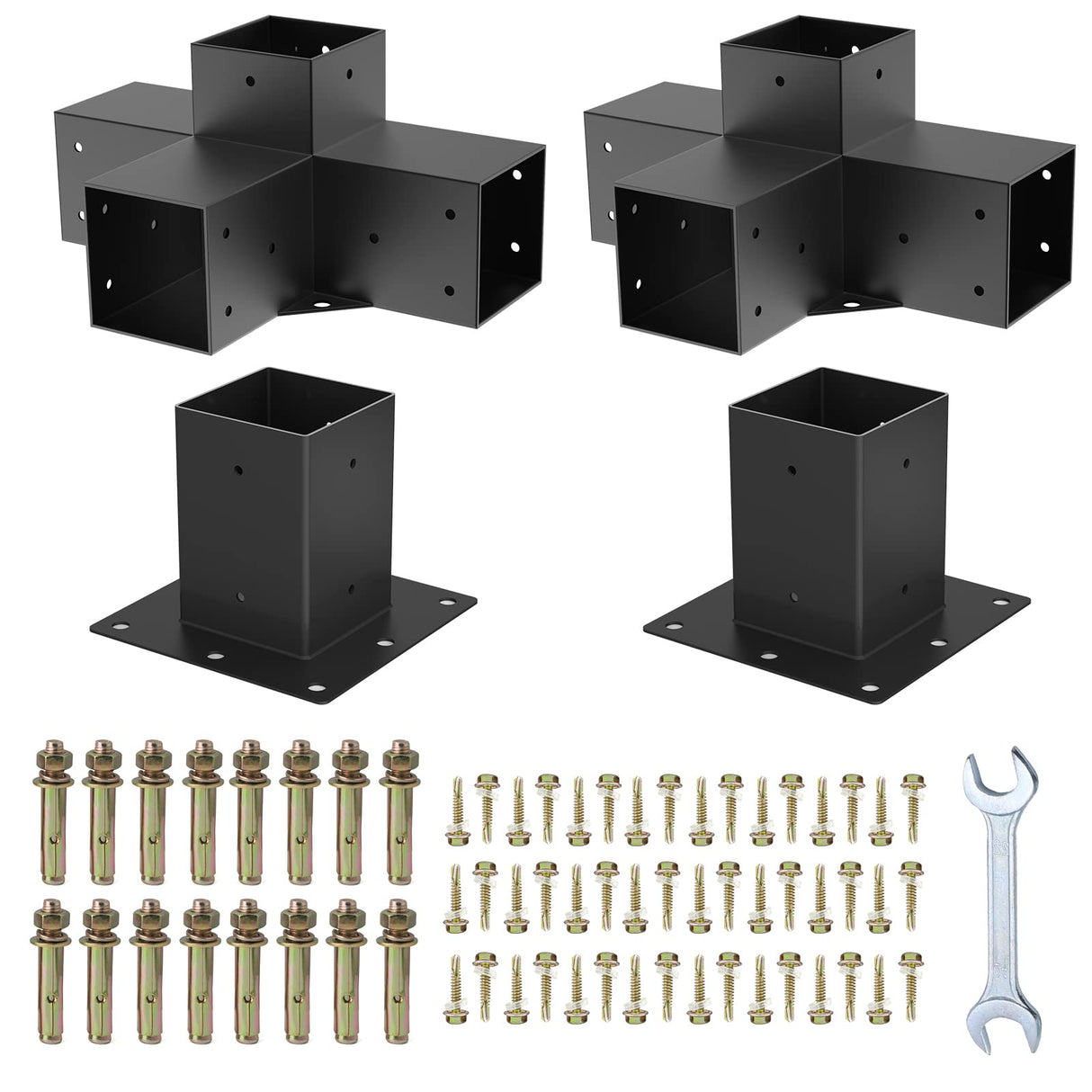 pergola Brackets 4x4 Woodworks Pergola kit Modular Modern Outdoor Pergola Hardware Kit DIY Elevated Wood Stand kit Includes 2 Bracket Shoulders 2 Boots for 4x4 (Actual: 3.5x3.5 Inch) Lumber Likeem