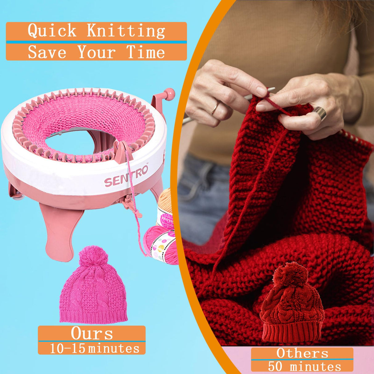 Sentro 40 Needles Knitting Machine, Smart Automatic Knitting Machine for Adults and Beginners, Circular Weaving Crochet Knitting Loom Machine Kit for Hat,Sock,Scarf,Gloves,Sweater PKHOUHYI