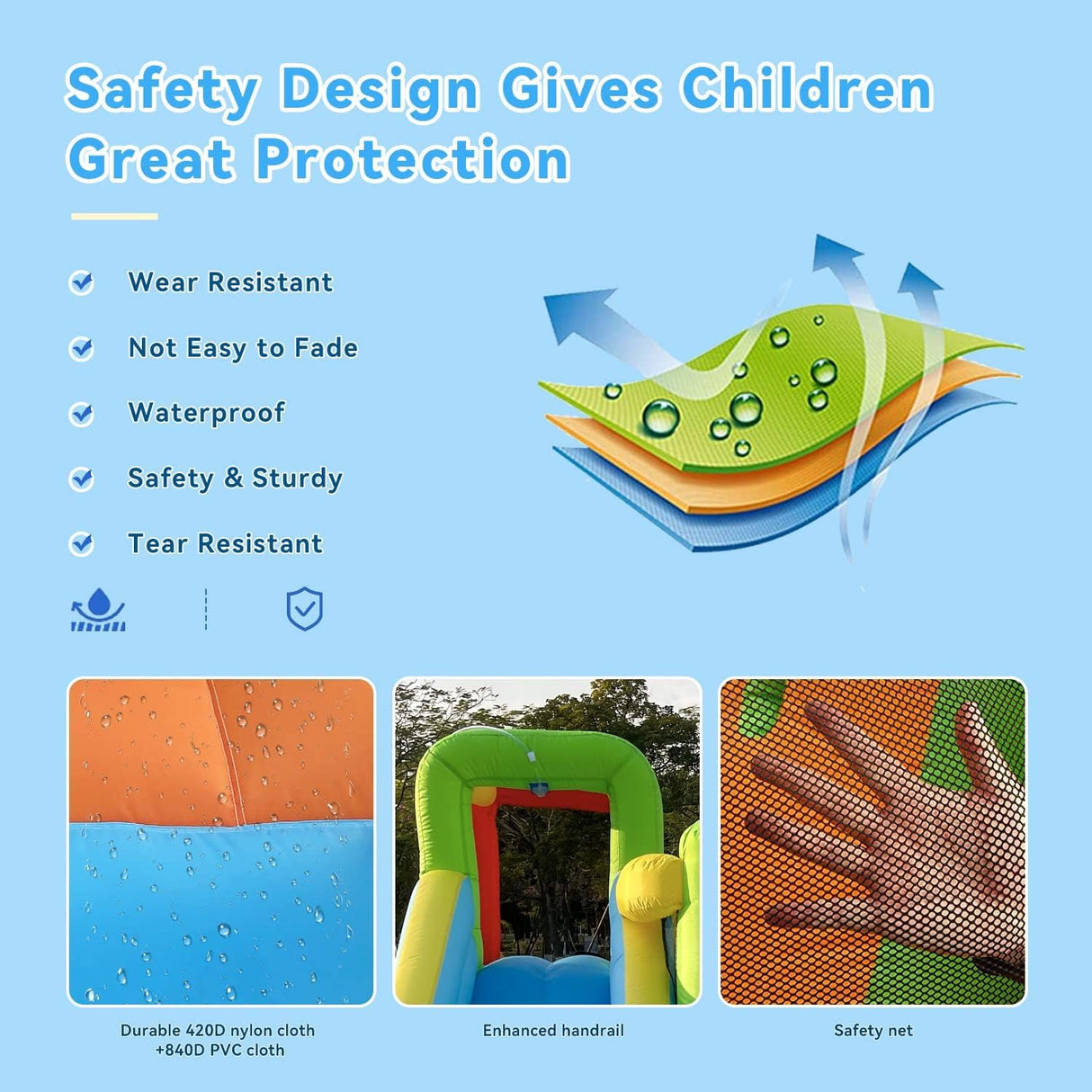 FBSPORT Inflatable Bounce House Water Slide, Bounce House for Kids Indoor Outdoor Bouncy House with 550W Blower, Water Bounce House with Slide Ball Shooting, Water Gun, Splash Pool, Bounce Area, Hose FBSPORT