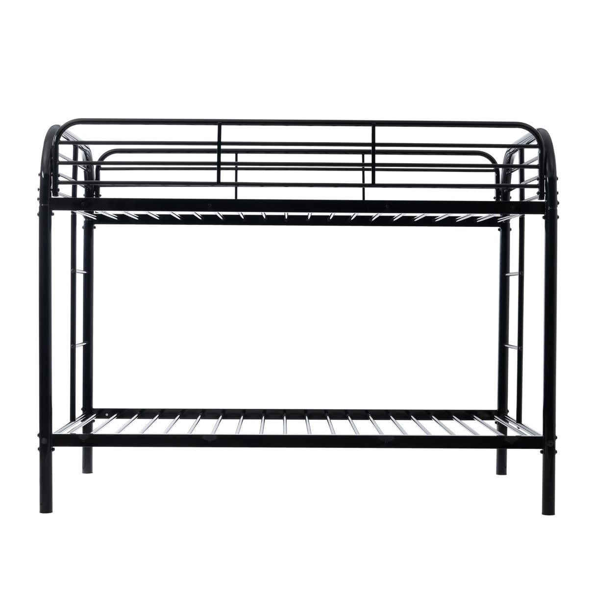Flolinda Metal Bunk Bed Twin Over Twin, Heavy Duty Bunk Beds with 2 Ladders and 11.8" Full-Length Guardrail, Space-Saving Bunk Bed with Storage, No Box Spring Needed, Easy Assemble, Black Flolinda