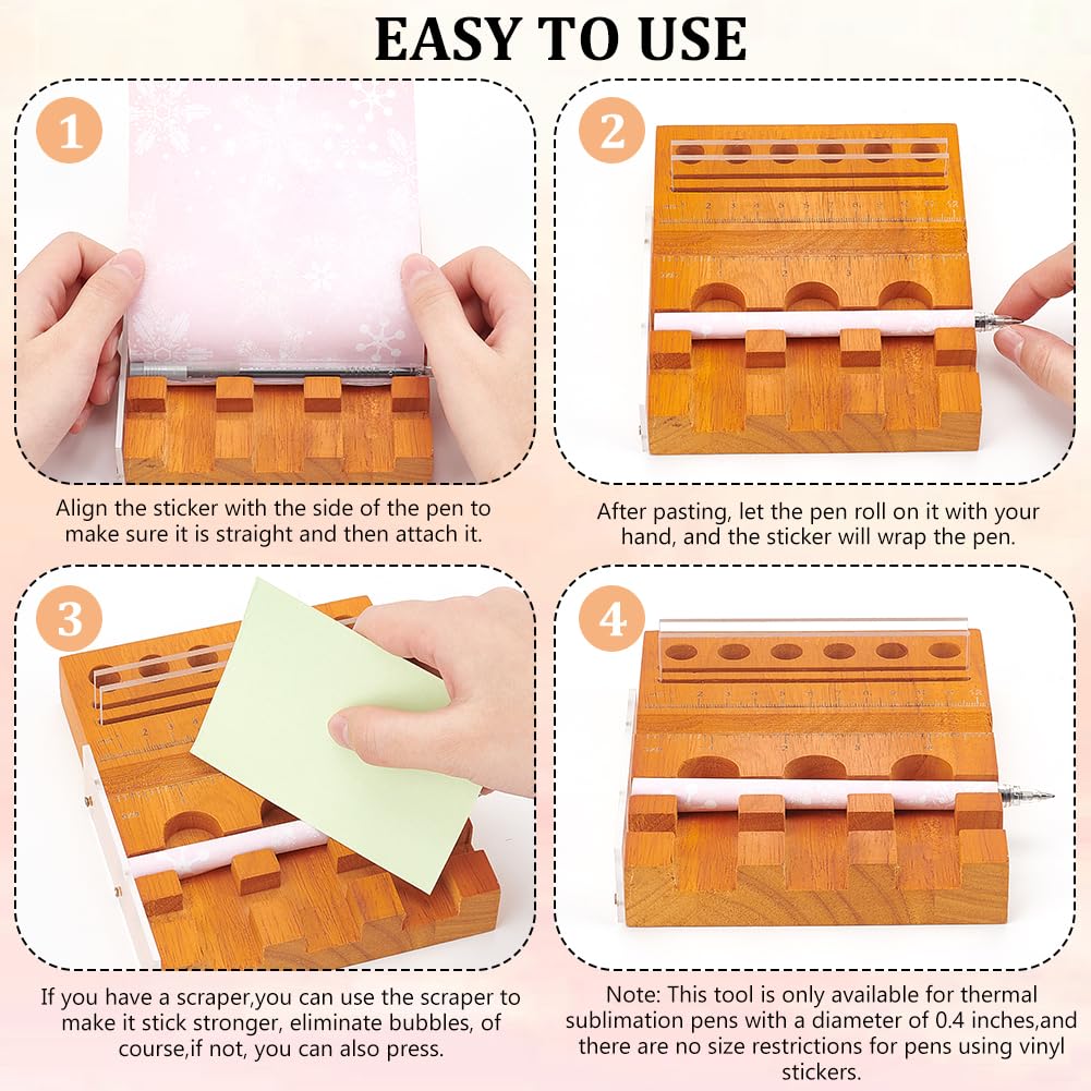 BENECREAT 5.9x5inch Rectangle Wood Sublimation Pen Tool, Sublimation Pen Holder Pen Clamp for Sublimation Pens Blank & Vinyl Stickers BENECREAT