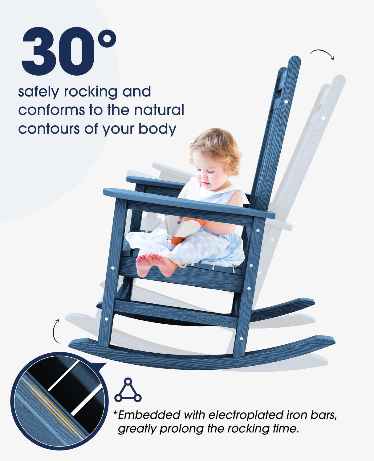 KINGYES Outdoor Patio Rocking Chair,(Plum Rocker) Blue KINGYES