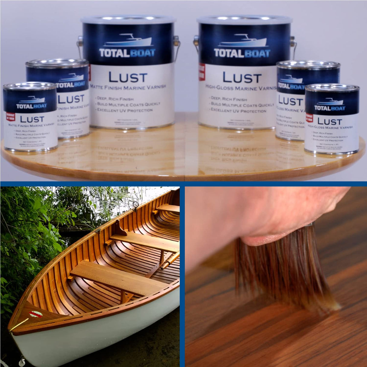 TotalBoat-496608 Lust Marine Varnish, High Gloss and Matte Finish for Wood, Boats, Outdoor Furniture (Matte, Gallon) TotalBoat
