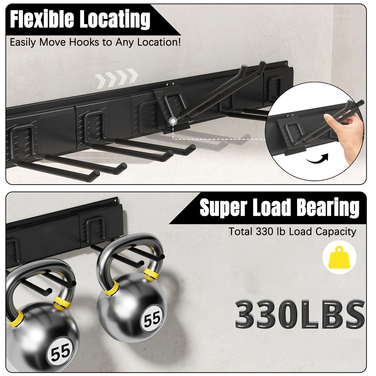 Garage Garden Tool Organizer Wall Mount, Heavy Duty Garage Tool Storage Rack 48 Inches, Max Load 330lb - Shovel, Rake, Folding Chair, Weed Eater Storage Wallavant