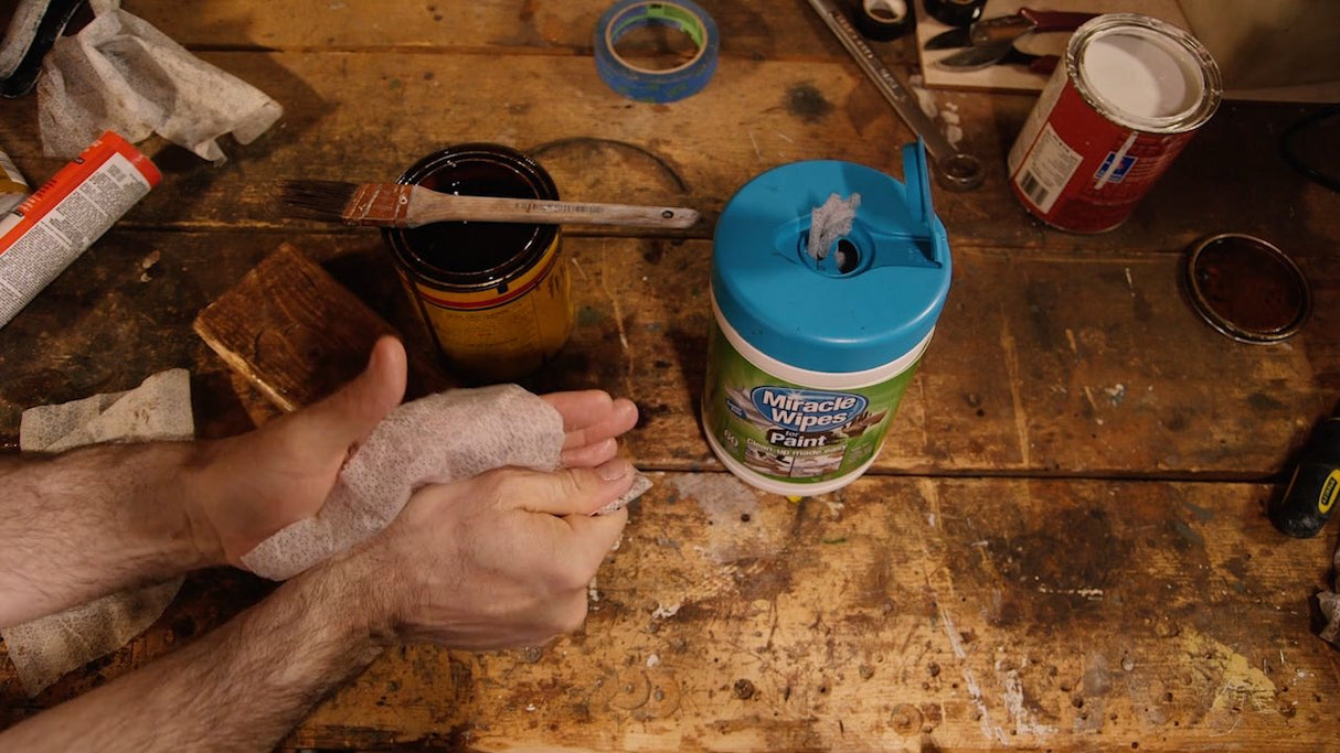 MiracleWipes for Paint Prep & Cleanup, Remove Tough Grime Build-Up, Wet Paint, Caulking, Epoxy, Colorant, and more from Hands, Surfaces, & Tools - 30 Count MiracleWipes