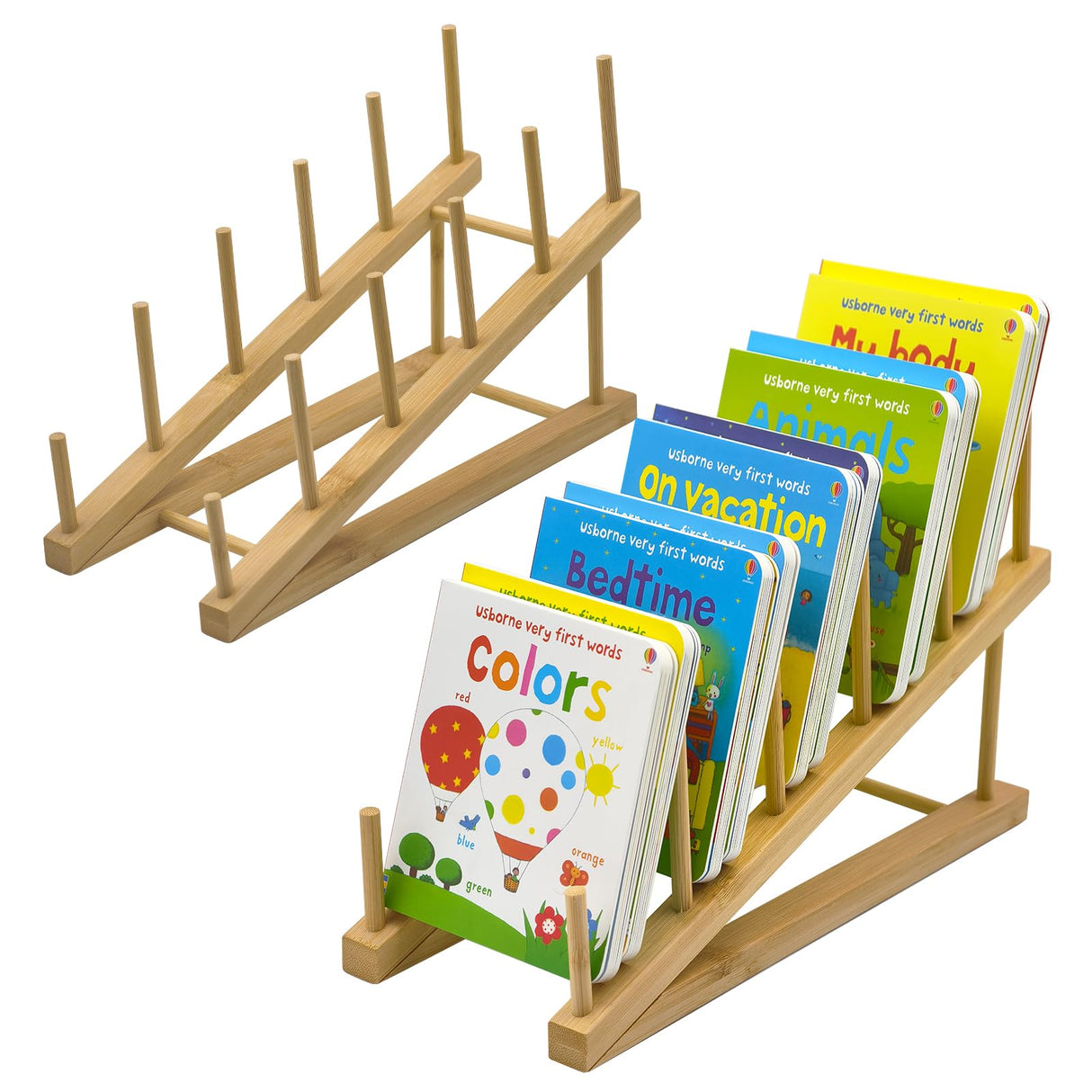 AAiphuwew 2pcs Bookshelf for Kids Rooms, Wooden Children Book Rack Storage Mini Desktop Bookshelf, Toddler Book Display Shelves for Bedroom, Classroom, Nursery AAiphuwew