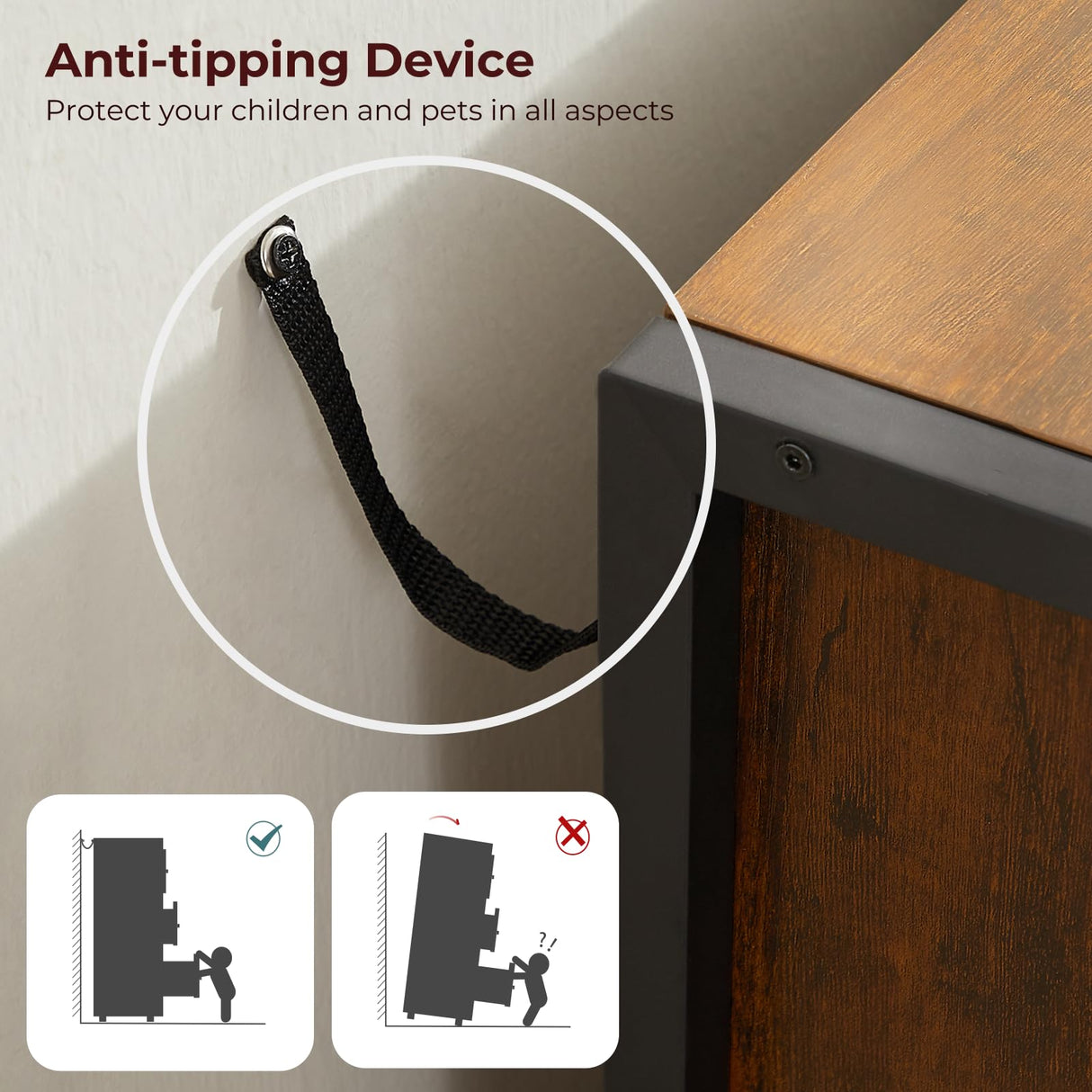 Lyromix Wood Rustic Dresser with 7 Drawers, Wide 48'' Brown TV Stand for Bedroom, Modern Storage Dresser Organizer for Bedroom Living Room, 48.5"x15.7"x31" Lyromix