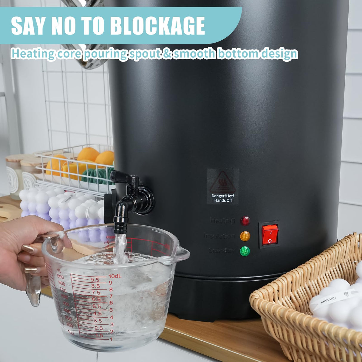 TOAUTO 30Lbs Commercial Wax Melter for Candle Making Large Electric Wax Melting Pot for Candle Making Business with Temperature Control & Quick Pour Spout TOAUTO