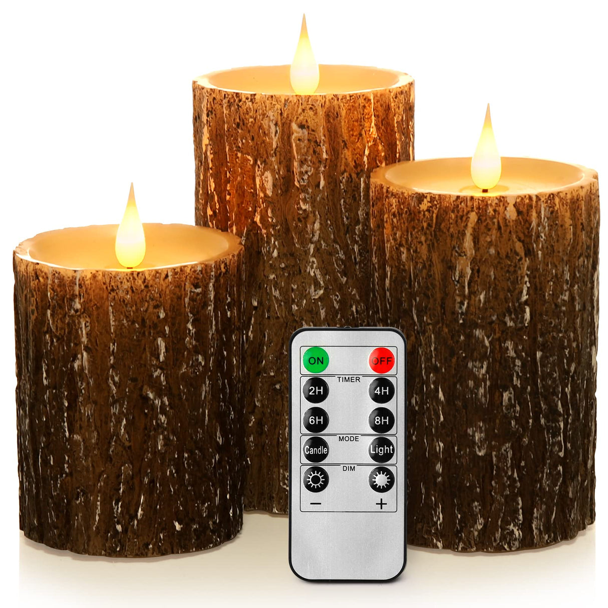 Enpornk Flameless Candles Battery Operated Pillar Pine Effect Real Wax Flickering 3D Wick Electric LED Decorative Candle Sets with Remote Control Cycling 24 Hours Timer, 4" 5" 6" Pack of 3 Enpornk