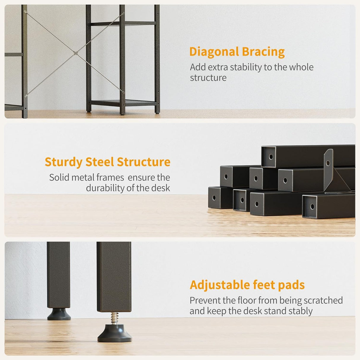 CubiCubi Computer Desk with Keyboard Tray, 47 Inch Office Desk with Monitor Stand and Storage Shelves, Music Studio Desk Workstation, Work Table for Home Office, Black CubiCubi