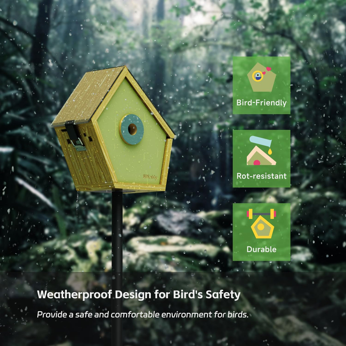 RELI Birddy® Nest with Camera & Monitor, 2K Resolution Cam Plug-and-Play Bird House with 24/7 Live Stream, Outdoor Nesting Box for Garden Birds, Ideal Gift for Bird Lover Watching Birds RELI