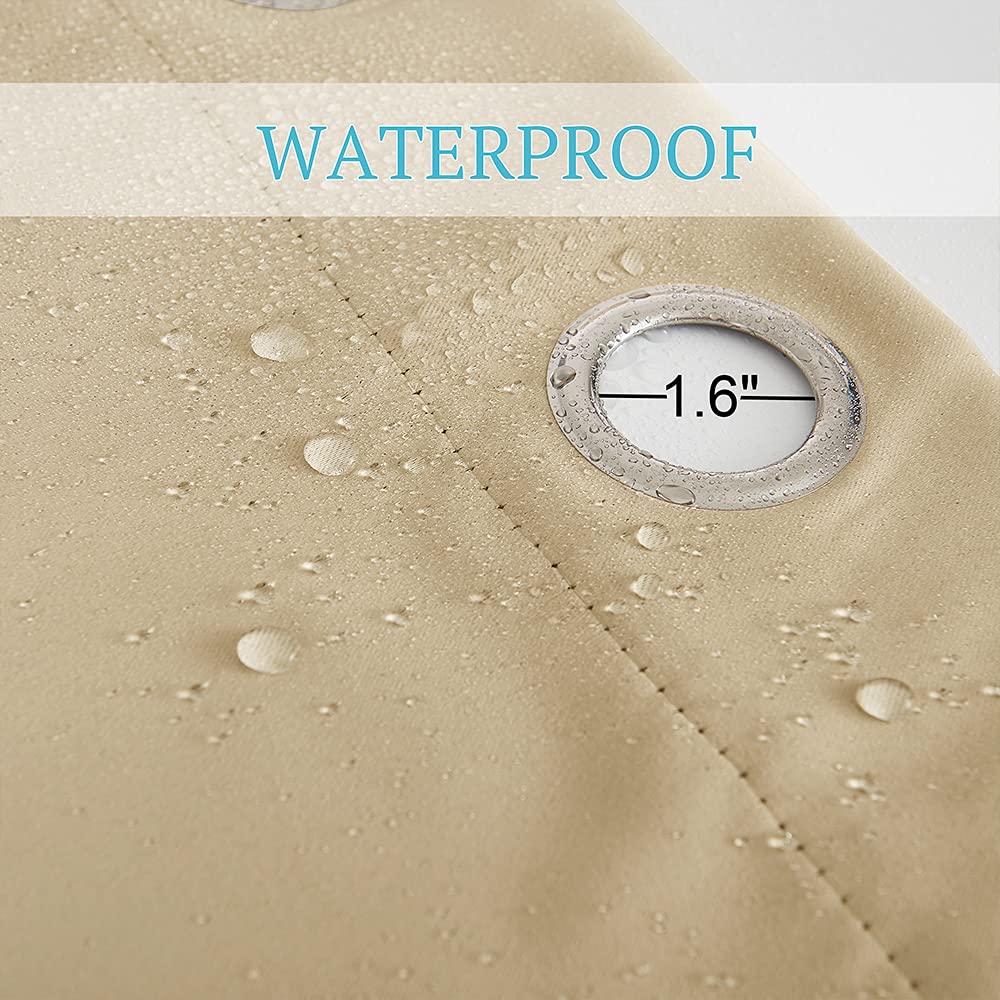 RYB HOME 2 Panels Outdoor Patio Curtains - Weighted Waterproof Drapes Blackout Shades Thermal Insulated Privacy Windproof Draperies for Gazebo Porch Sliding Door, Biscotti Beige, W52 x L84 RYB HOME