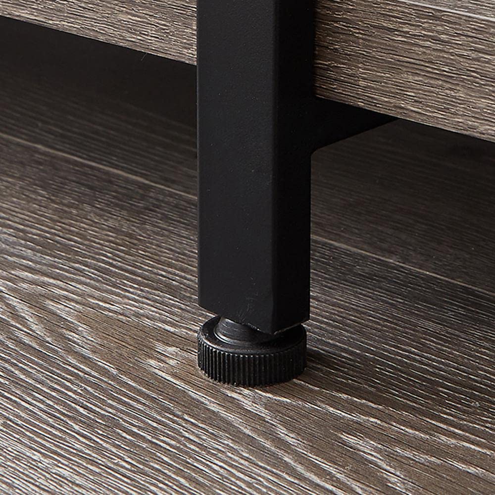 HSH 4-Shelf Vintage Industrial Bookshelf, Rustic Gray Wood and Metal 4 Tier Bookcase, Open Wide Etagere Book Shelf for Home Office Livingroom Bedroom Dispaly, Light Grey Oak HSH