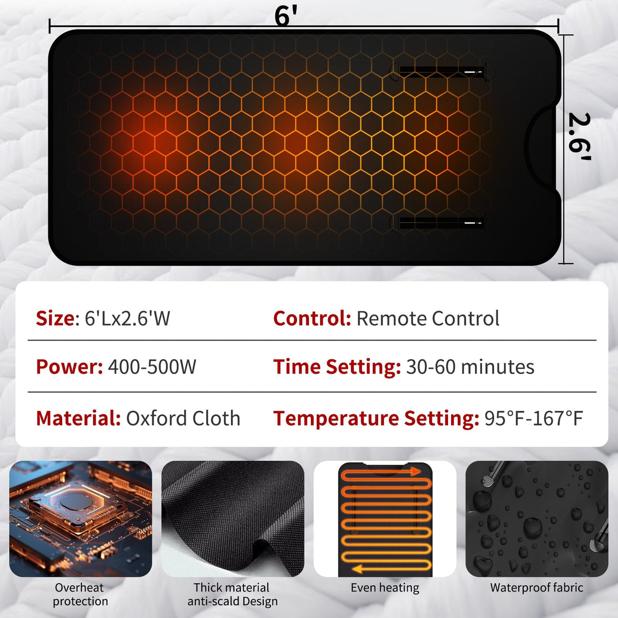 Buyplus Infrared Sauna Blanket, Portable Infrared Blanket for Relaxation, Sauna for Home Use with 95-167°F Temp Range & 30-60 Minutes Timer, 6'Lx2.6'W Buyplus