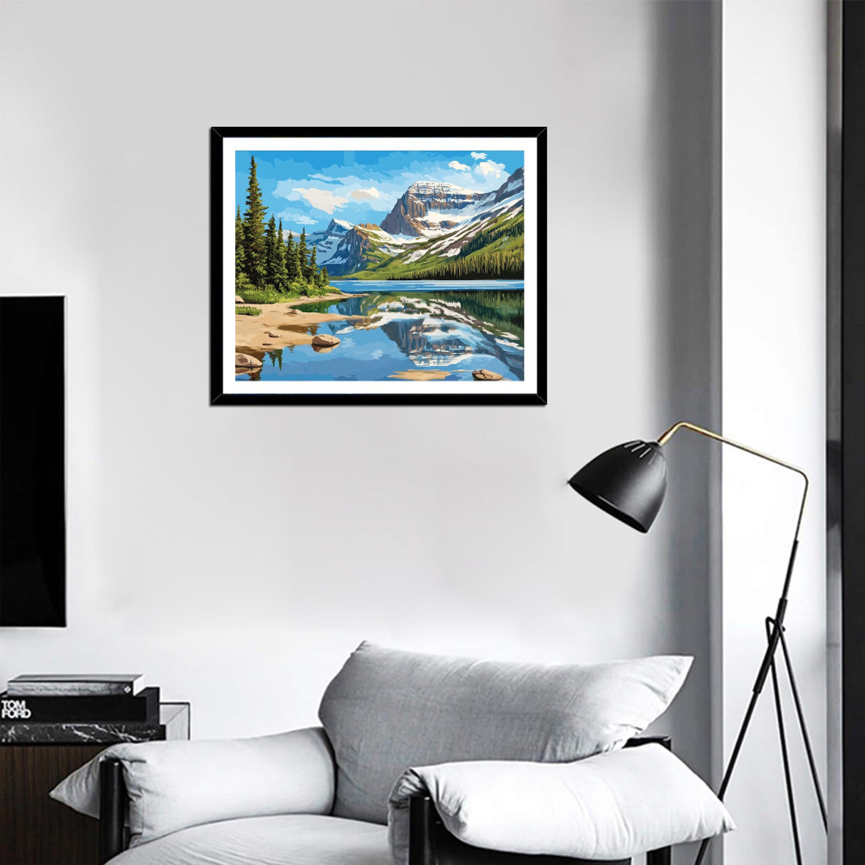 ARNLRDYA Glacier National Park Paint by Number for Adults, Mountains Landscape Paint by Number Kits, Forest Lake Scenery DIY Acrylic Painting for Gift Home Wall Decor(16×20inches, Unframe) ARNLRDYA