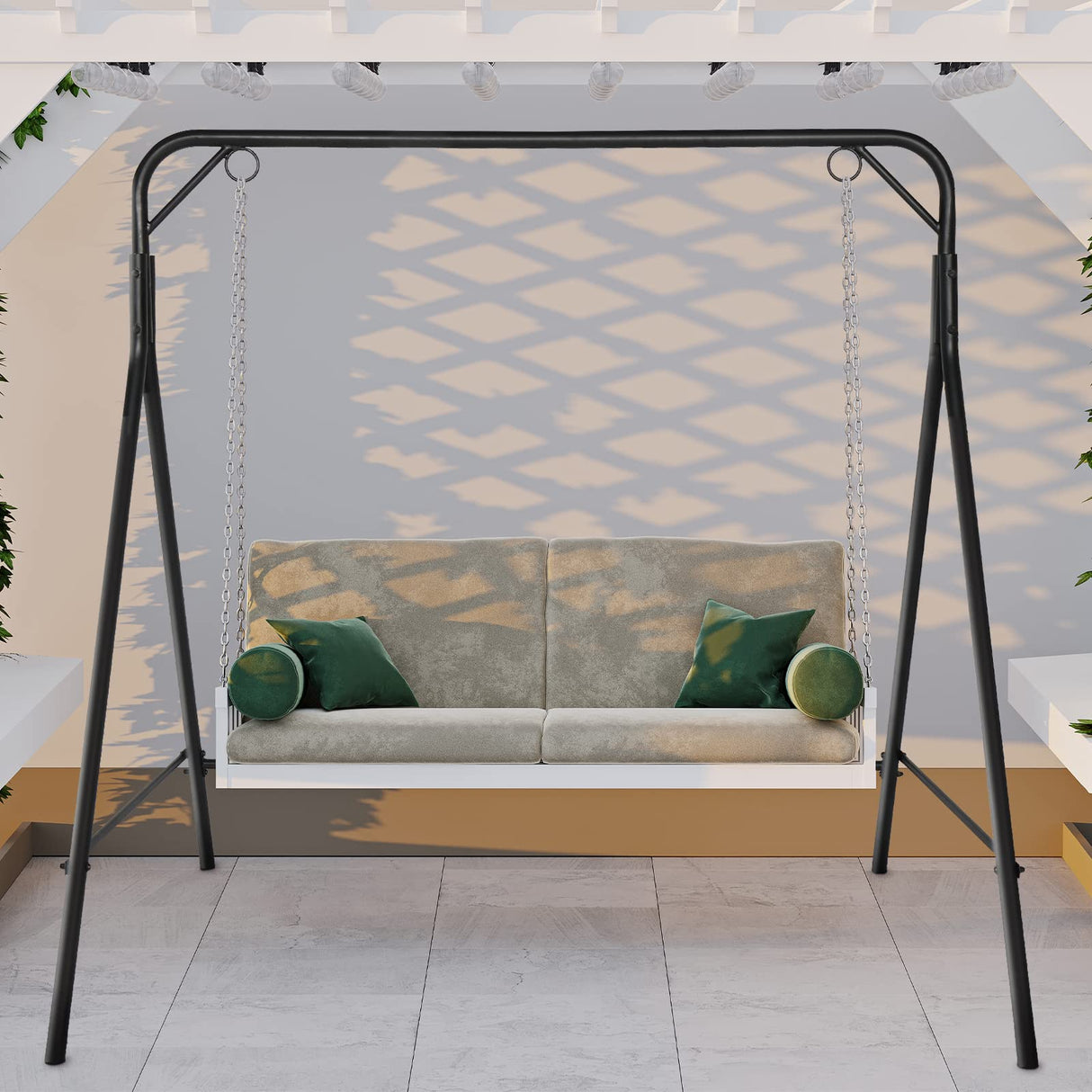 Outvita Metal Swing Stand, 550lbs Heavy Duty Steel A-Frame Stand Powder Coated Finish for Kids, Adults Outdoor Backyard Patio Porch Outvita