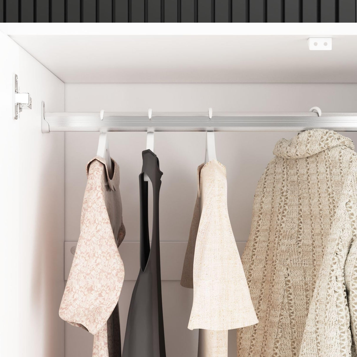 FAMAPY 4 Door Wardrobe Closet with Mirrors, Armoire Wardrobe Closet with Hanging Rod, Mirrored Armoire for Bedroom White (31.5”W x 15.7”D x 70.9”H) FAMAPY