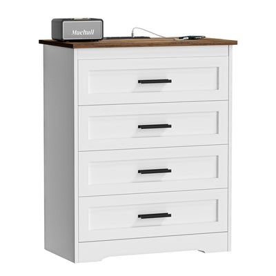 GEPELCN Farmhouse 4 Drawers Dresser for Bedroom Rustic Chest of Drawers with Natural Texture White Drawers Organizer for Living Room Hallway