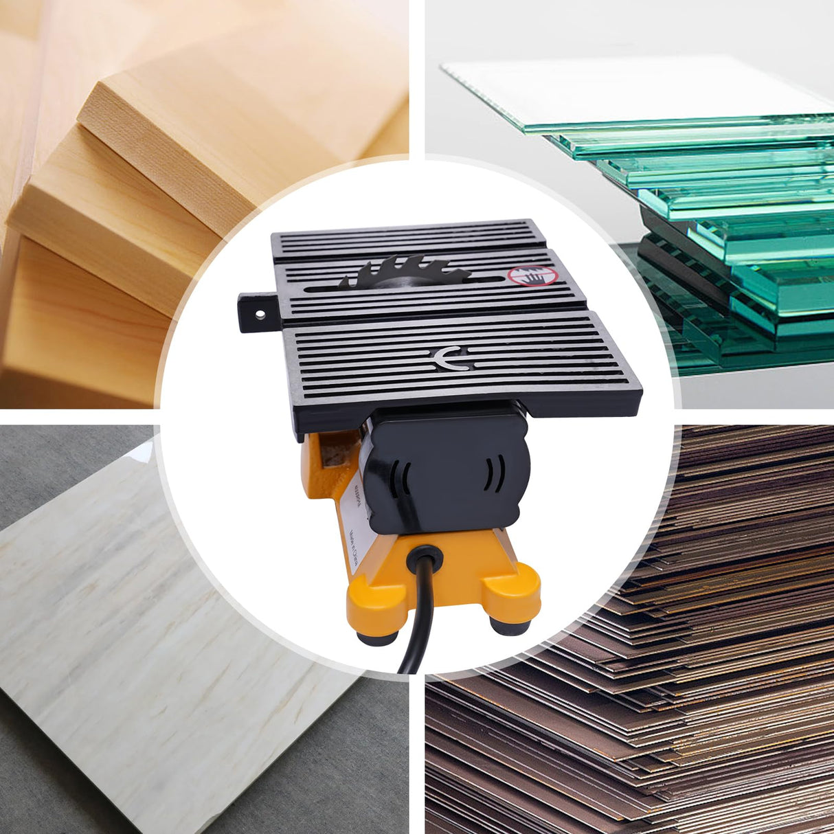 YUNLAIGOTOP Mini Table Saw, Multifunctional Mini Precision Table Saw, 4" 60W Mini Electric Table Saw with 3 Blades,DIY Woodworking Cutting Machine YUNLAIGOTOP