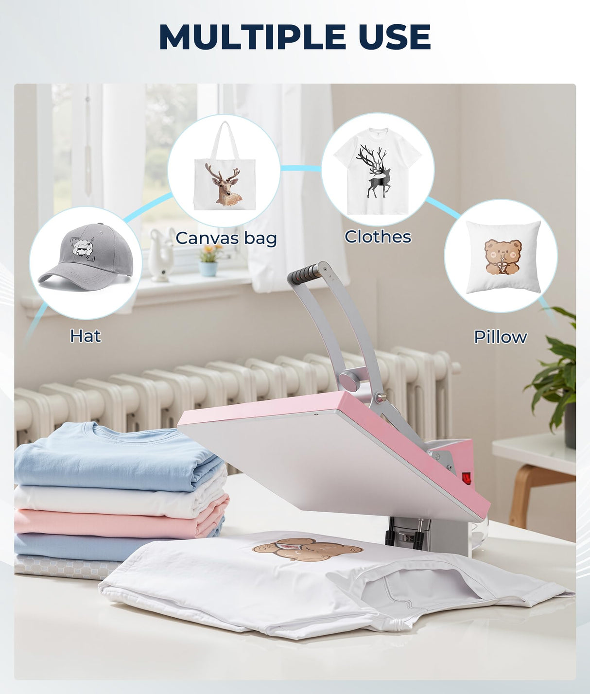 16x24 Heat Press Machine for T-Shirts, 2100W Slide Out Heat Press, 110V Fast Heating Shirt Printing Heat Transfer Machine with Auto Open Semi-Automatic Sublimation for Ceramics, Bags, Cushion (Pink) Drexo