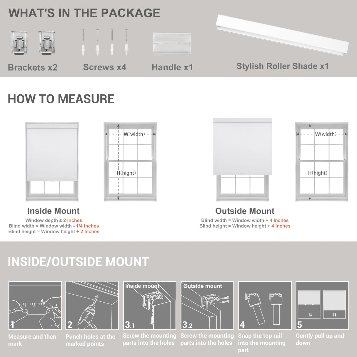 Boolegon Blackout Cordless Roller Shades, Window Blind with Thermal Insulated, UV Protection Fabric, Free-Stop System Roller Blind for Home, Office, Black, Custom Size Boolegon