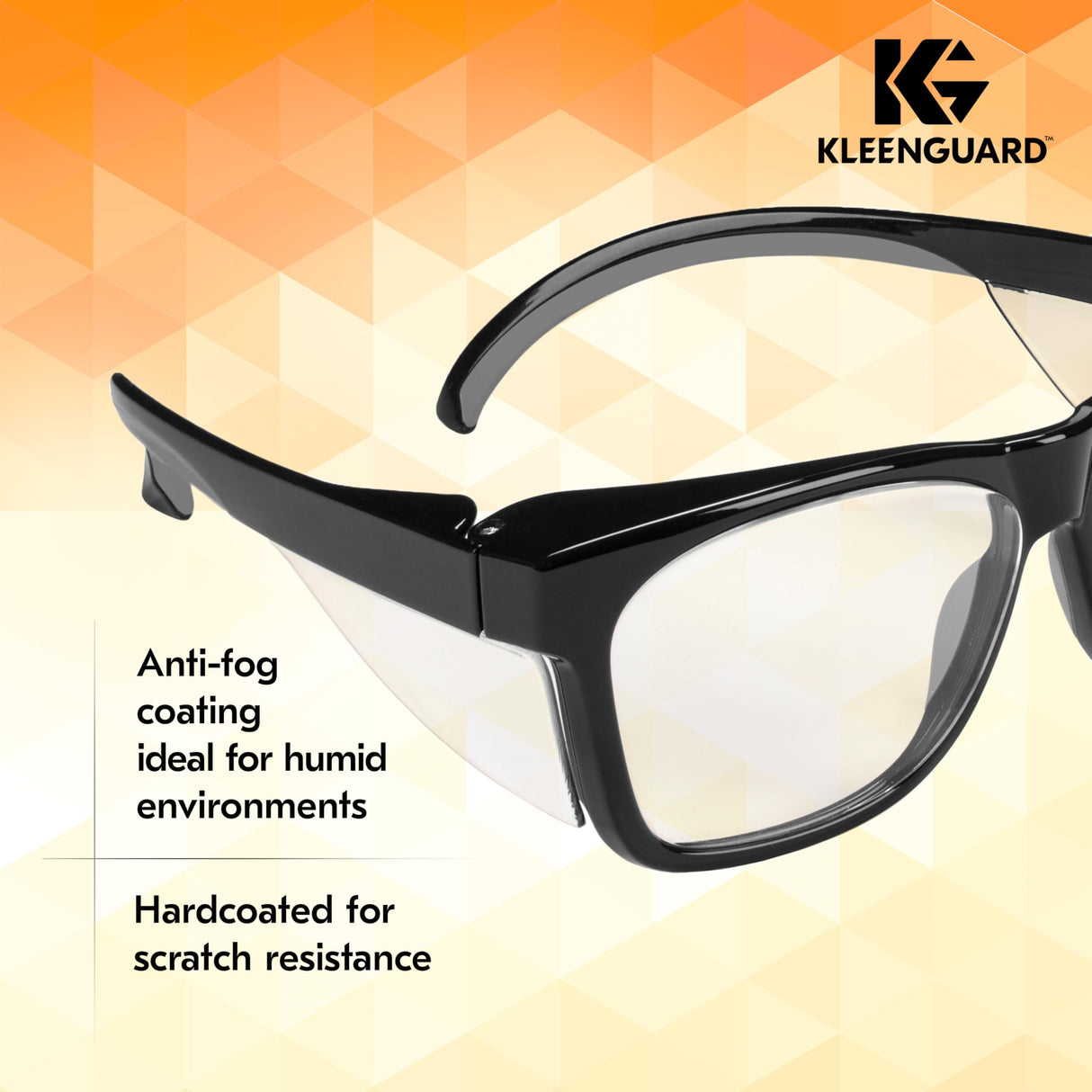 KLEENGUARD™ V30 Maverick™ Safety Glasses (56567), Clear Lenses with KleenVision™ Anti-Fog coating, Black Frame, Carrying Case, Eyewear for Men and Women KLEENGUARD