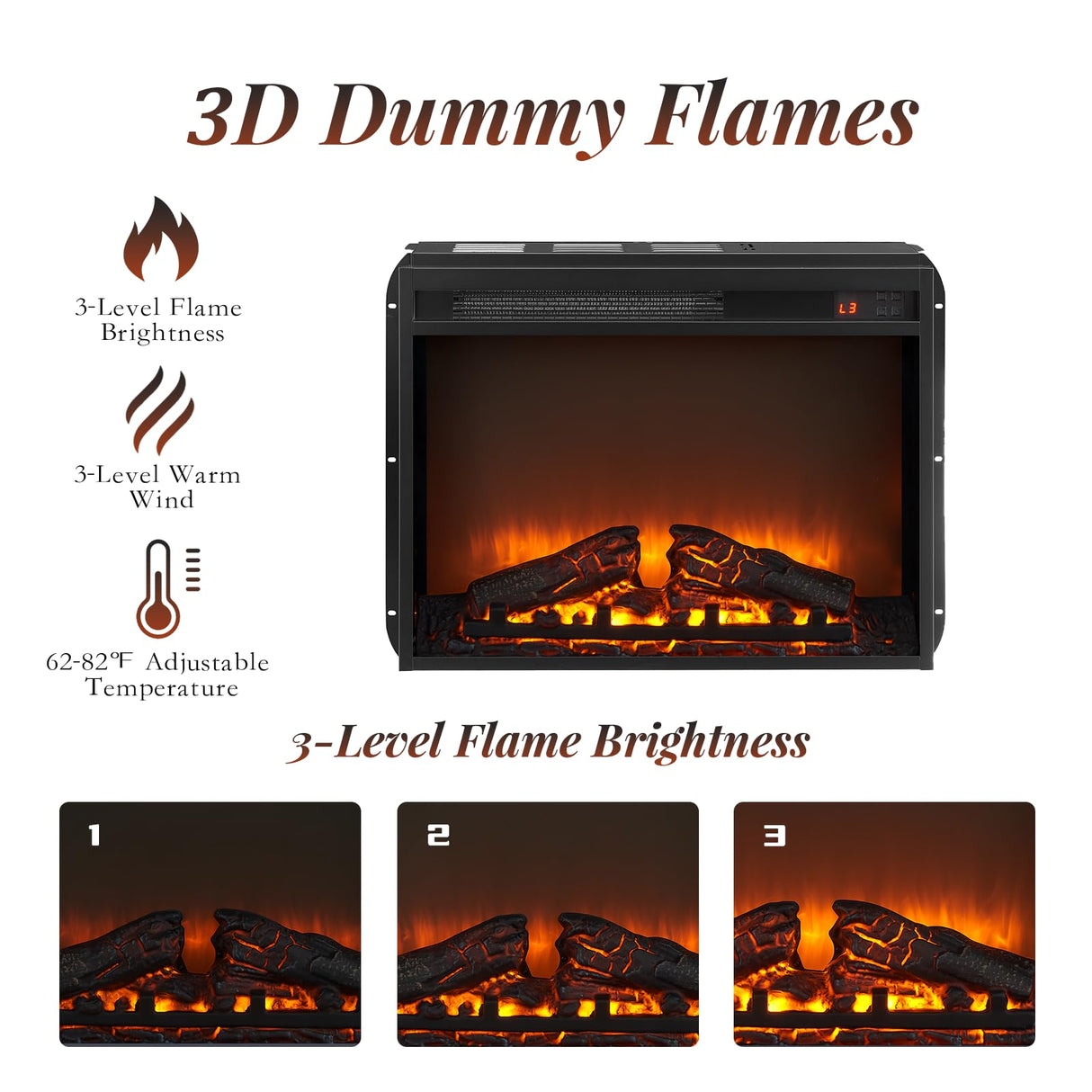 58'' Fireplace TV Stand for Television up to 65", Entertainment Center with Storage Cabinet and Shelves, 23'' Detachable Electric Fireplace with Remote&Adjustable Warmth for Living Room/Bedroom, Gray Zelimon