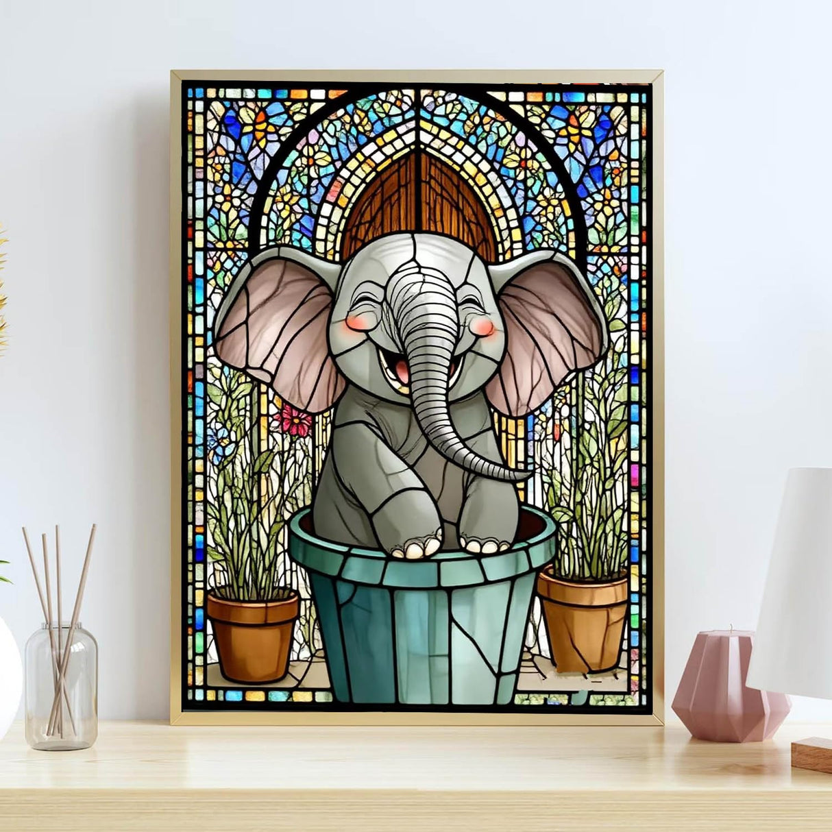 Cute Elephant Diamond Painting Kit for Adults & Beginners - 5D Full Round Drill Animal DIY Art for Home Wall Decor, Relaxing Stress Relief Gift for Women, Mom12x16 Inch Generic