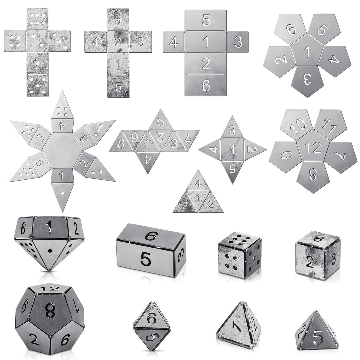 Therwen 9 Pieces Dice Welding Kit Welding Coupons DIY Welding Equipment Mild Steel Triangle Plate for Beginners TIG MIG Gas Arc Stick Welding Training Practice Accessories Tools, 8 Styles (1.5 Inch) Therwen