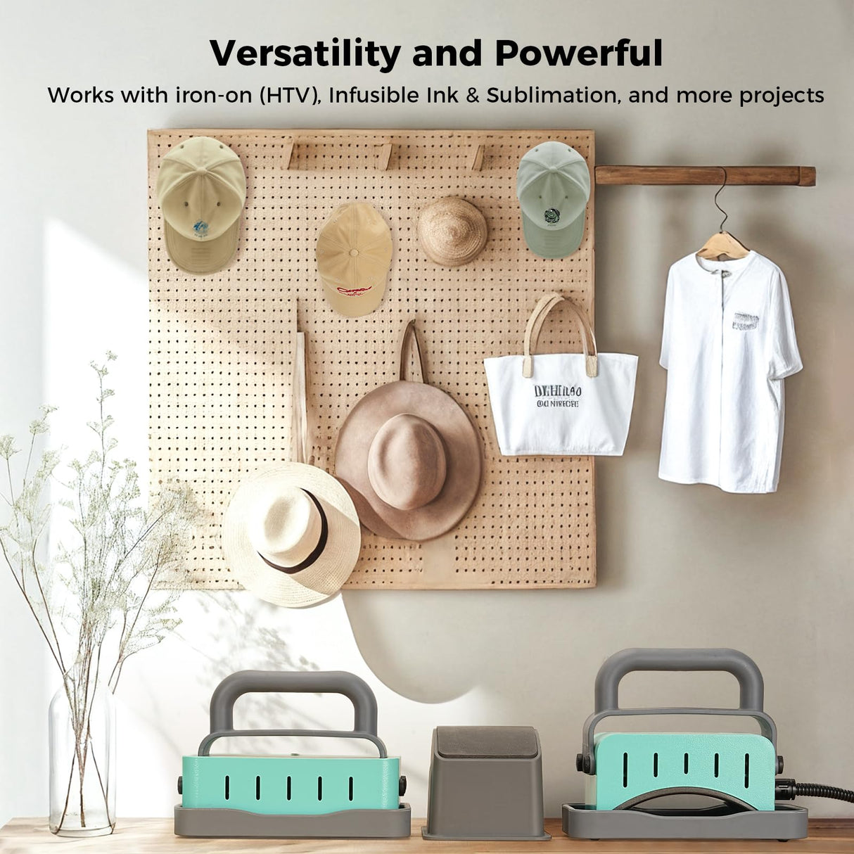 ITEFDTUTNE 2 in 1 Hat Press Machine, Heat Press Machine for Caps, T-Shirts, Bags. with 3.15"×5.5" Curved Heating Element & Silicone Platen, LCD Digital Temperature & Timer Control, No Crease ITEFDTUTNE