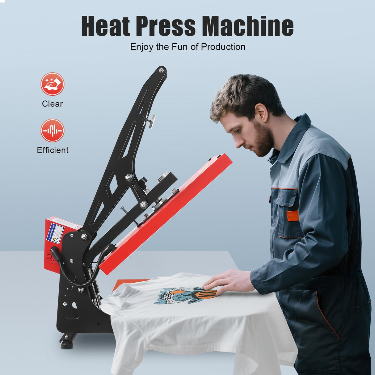 Magnetic Semi-Automatic Heat Press Machine, 16"x20" Sublimation High Pressure T-Shirts DIY Slide Out Vertical Version Printer, 1800W 12A Heat Printing Presses Transfer Machine for Mug Hat Plate Cap GOSHET