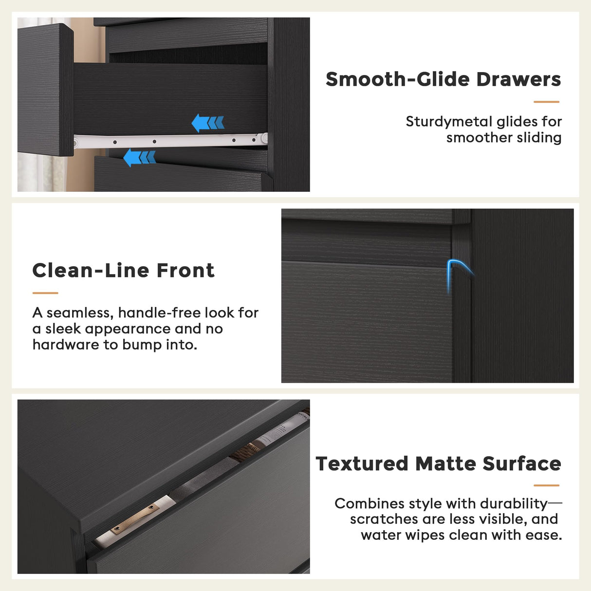 Jocoevol 4 Drawer Dresser for Bedroom, Black Dresser Chest of Drawers - Large Wood Dressers TV Stand with Deep Drawers Dressers for Living Room, Hallway, Entryway - Black Jocoevol