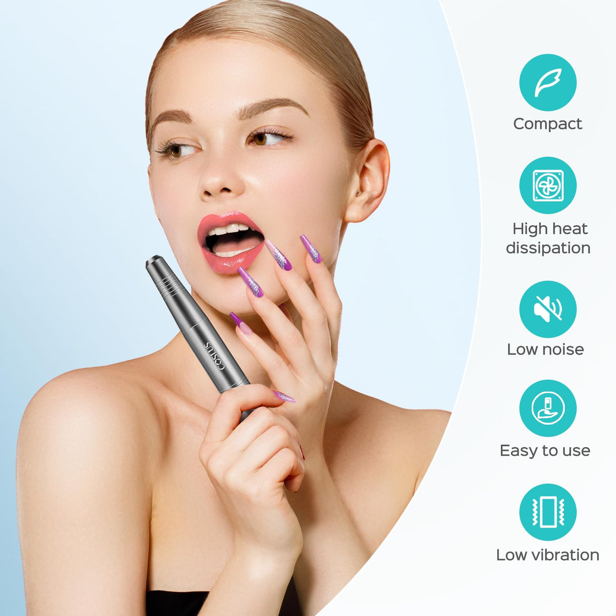 COSLUS Electric Nail Drill File Professional: for Acrylic Gel Dip Powder Nails Portable Nail Drill Machine Kit Manicure Pedicure Tools Polishing Set with Nail Drill Bits Sanding Bands COSLUS