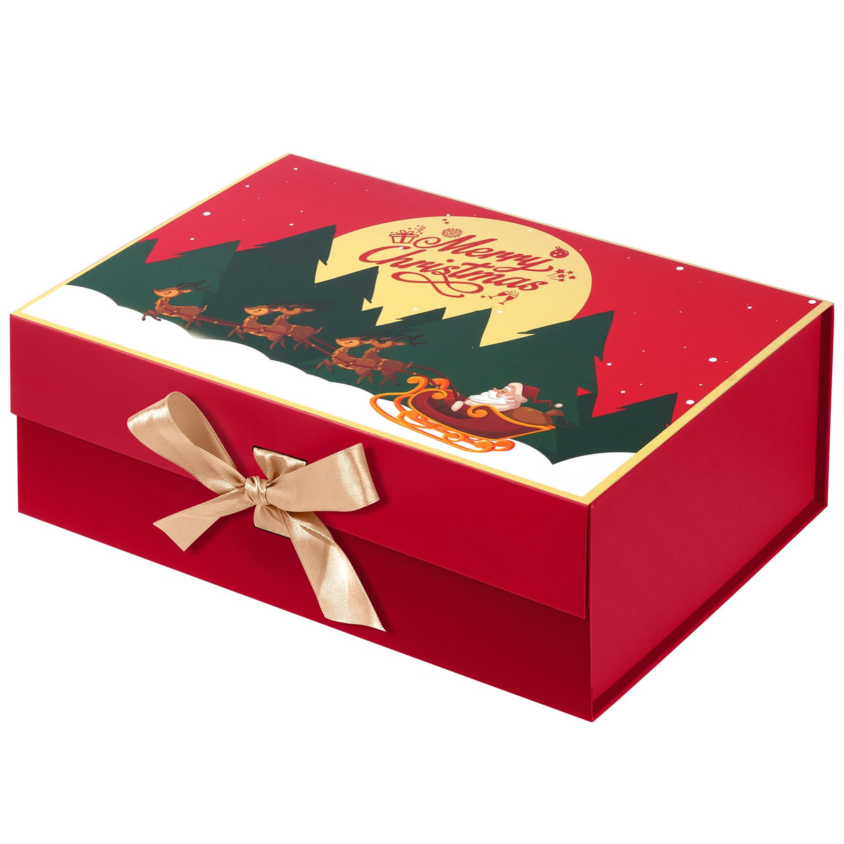 Giflsaidsprest Christmas Gift Box with Lid,Gift Boxes for Presents with Ribbon and Magnetic Closure-12.6"x8"x4.4" (Red) Giflsaidsprest