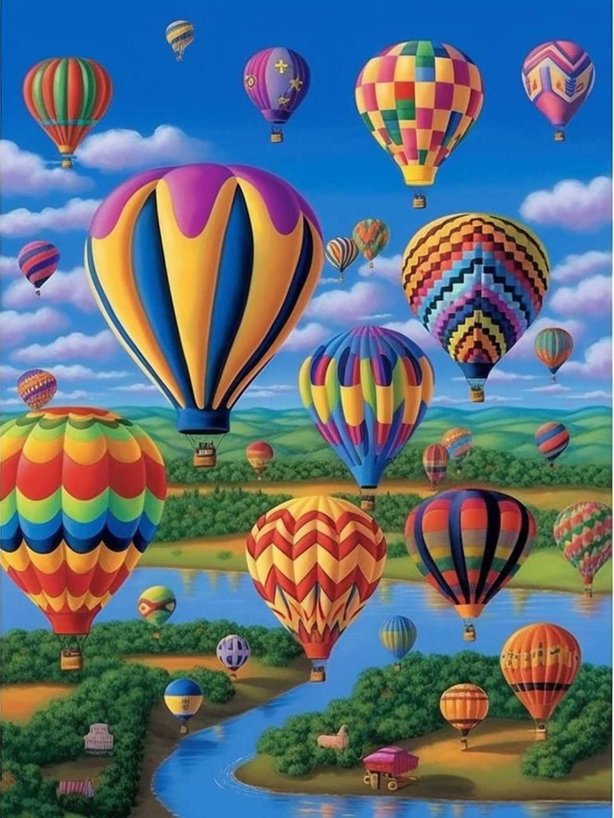 Kaliosy 5D Diamond Art Kits for Adults River Coloured Hot Air Balloon by Number Kits, Diamond Painting Art DIY Crystal Craft Full Drill Cross Stitch Decoration 12x16 inch (x25139) Kaliosy