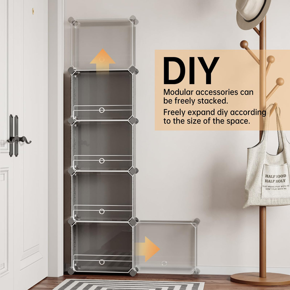 MAGINELS 6 Tier Shoe Rack Organizer with Cover, Slim Shoe Storage Cabinet, Behind The Door, Narrow Shoe Shelf for Closet, entryway, Black MAGINELS