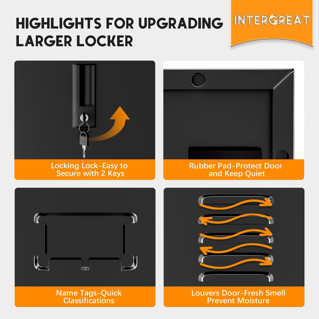 INTERGREAT 9 Door Storage Locker for Employee, Metal Locker for Office, Gym, Shool,Lockable Black Steel Locker with Lock and Card Slot for Home,Garage INTERGREAT