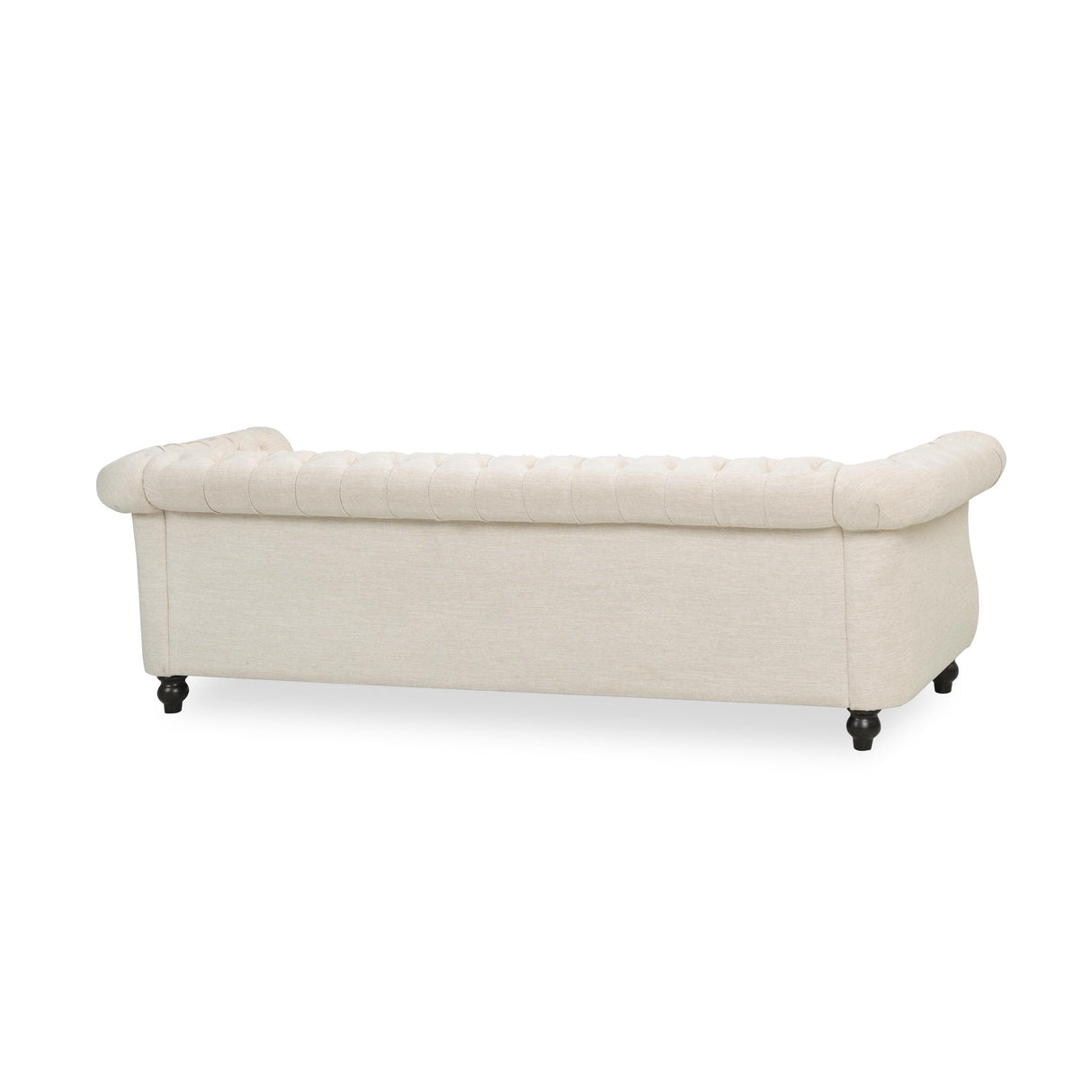 roomfitters Elegant Chesterfield Sofa with Fabric Upholstery and Turned Legs, Luxurious Sofa for Living Room and Bedroom, Beige Fabric roomfitters