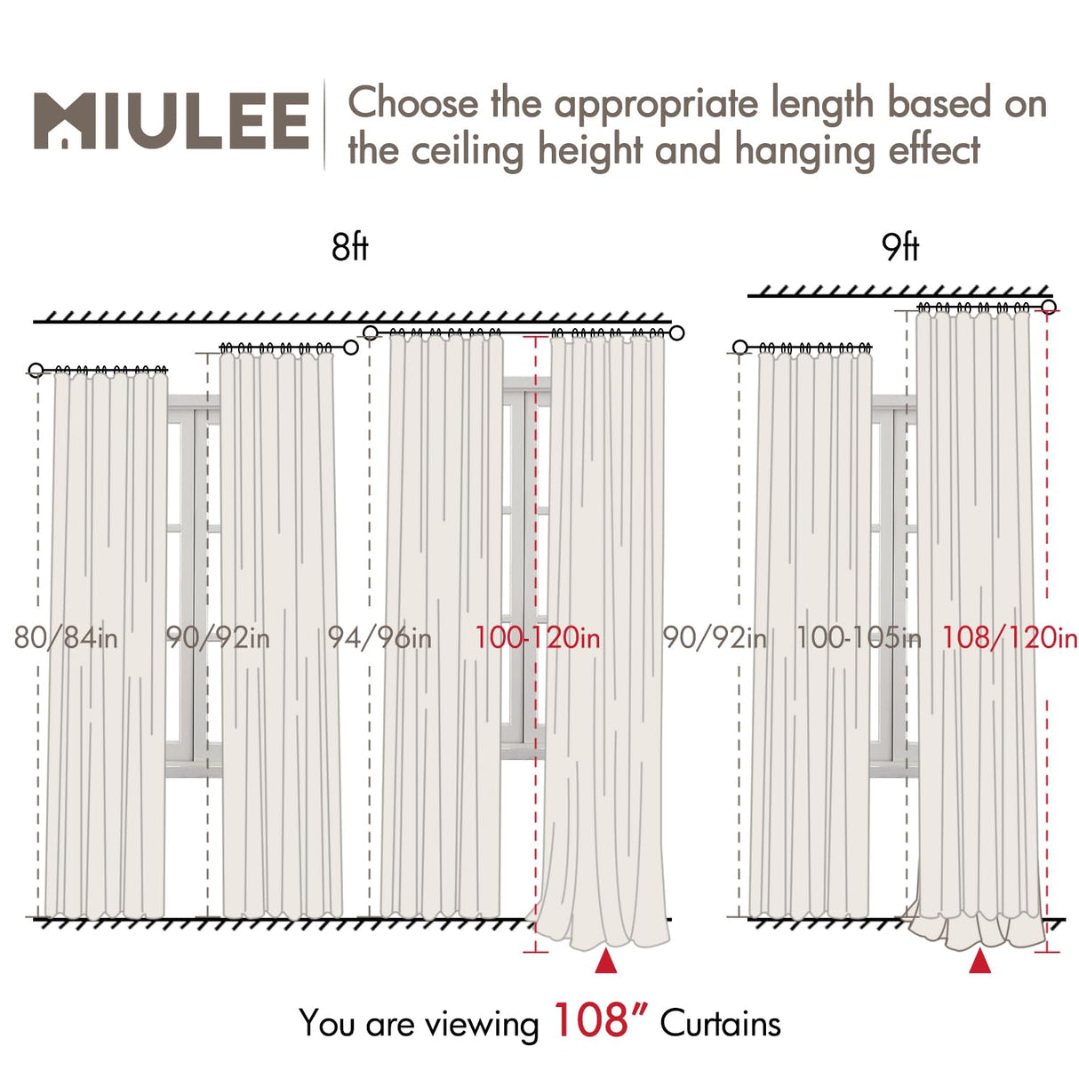 MIULEE 100% Blackout Curtains 108 Inch Long 2 Panels Set for Bedroom, Thick Luxury Faux Linen Black Out Curtain Room Darkening Back Tab Pleat Window Textured Drapes with Hooks for Living Room, Beige MIULEE