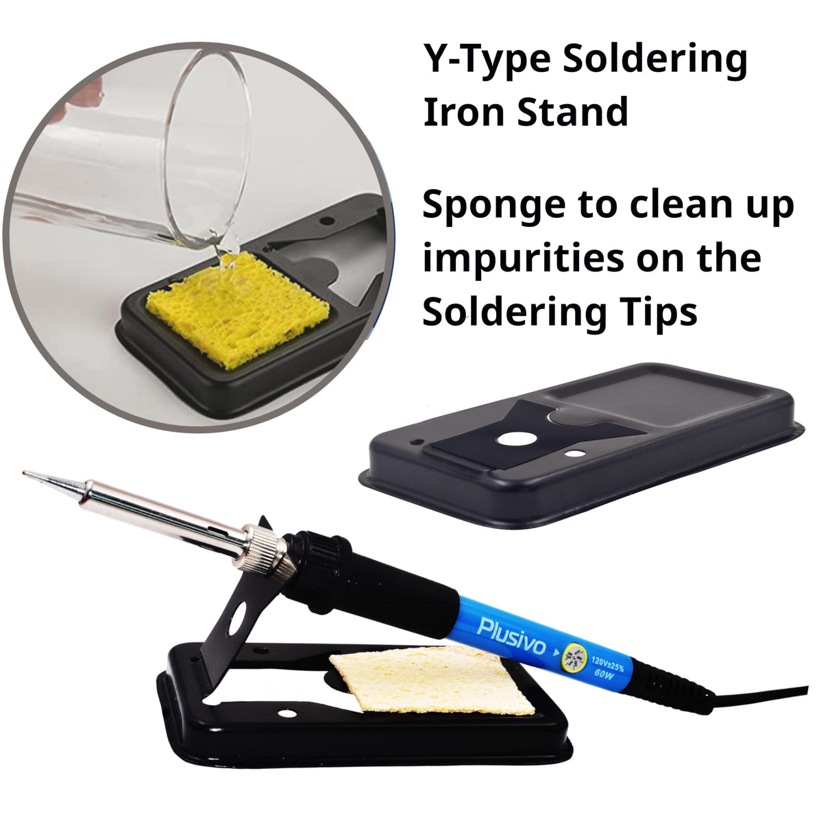 Soldering Iron Kit, 60W Soldering Iron, 2 Soldering Iron Tips, 14-in-1 Adjustable Temperature, Solder Wire, Desoldering Pump, Stand, Fast Heating for Electronics Repair Hobby DIY 120V US Plug Plusivo