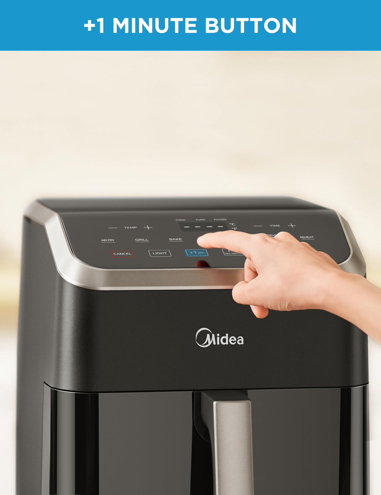 Midea Air Fryer 5.5 Quart with See-Thru Window, Heatexpress Rapid Air Technology, and 9 Preset Menus for Quick and Easy Meals Midea