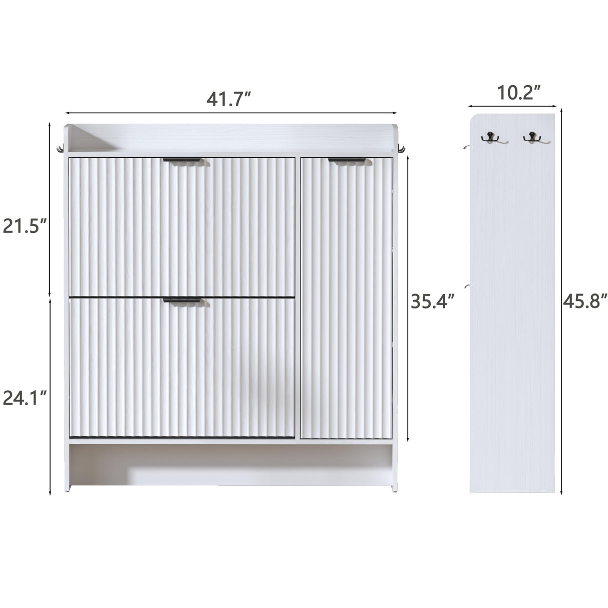 Piskyet Shoe Storage Cabinet with 2 Flip Drawers and Boot Cabinet, Morden Fluted Narrow Shoes Rack Organizer for Entryway with Anti-tilt Device,Hidden Handles Piskyet