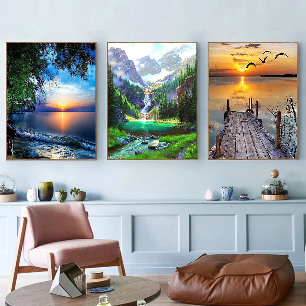 AOSGEDY 6 Pack Paint by Numbers for Adults Kids Beginner, Adult DIY Landscape Oil Painting for Home Wall Decor 12X16 Inch AOSGEDY