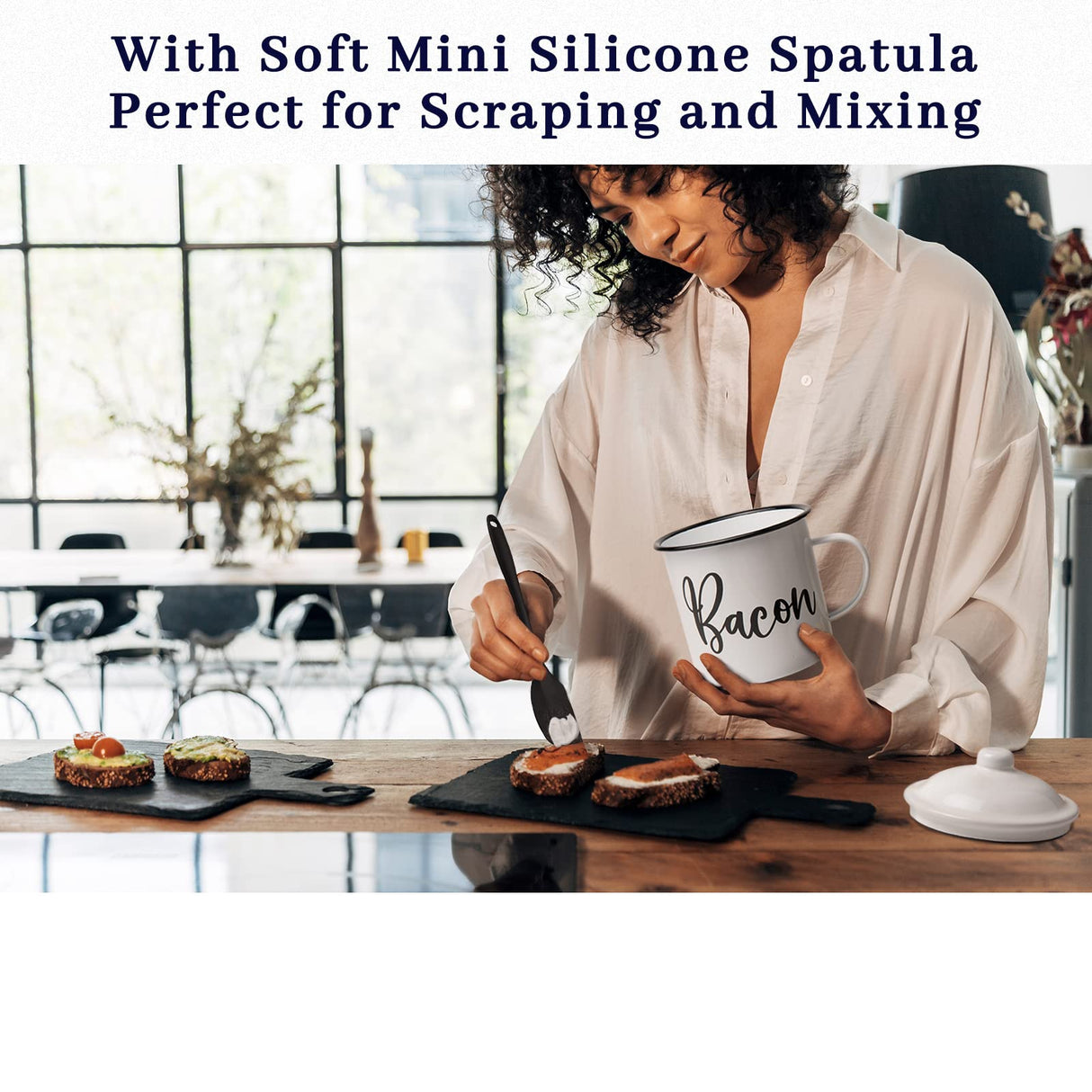 Bacon Grease Container with Strainer - With Food-Grade Silicone Spatula , 46oz Large Enamel Rustic Farmhouse Fat Container , Keeper , Recipes , Dishwasher Safe Ayerphalo