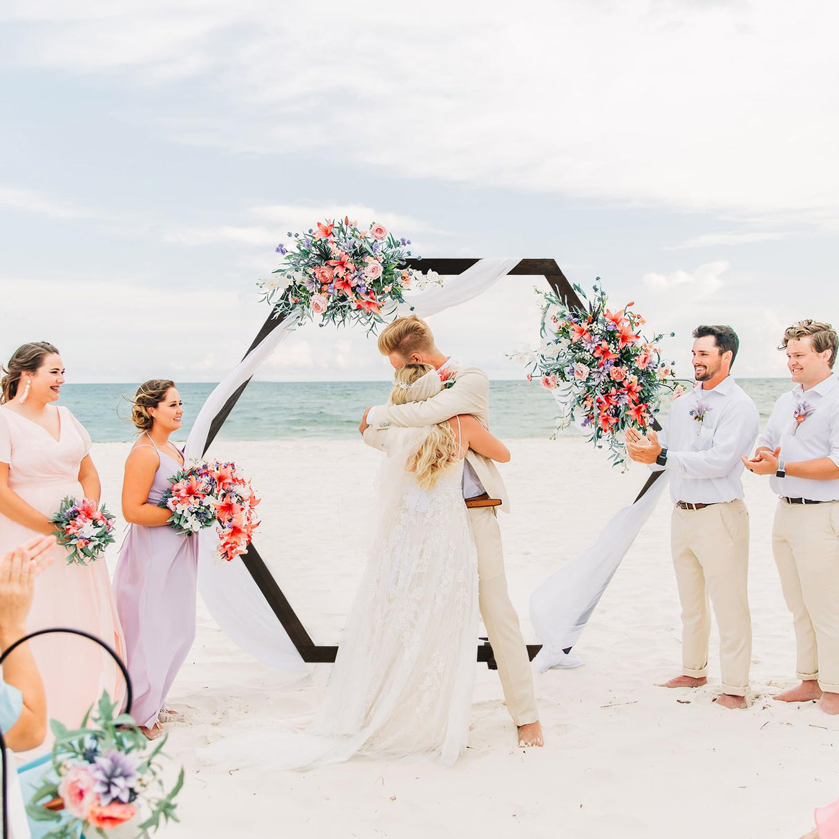 DearHouse Wooden Wedding Arch, 7.2FT Hexagon Wooden Arch for Wedding Wood Arch Wedding Arbor Backdrop Stand for Ceremony Rustic Wedding Birthday Parties Indoor Outdoor Garden Decor DearHouse