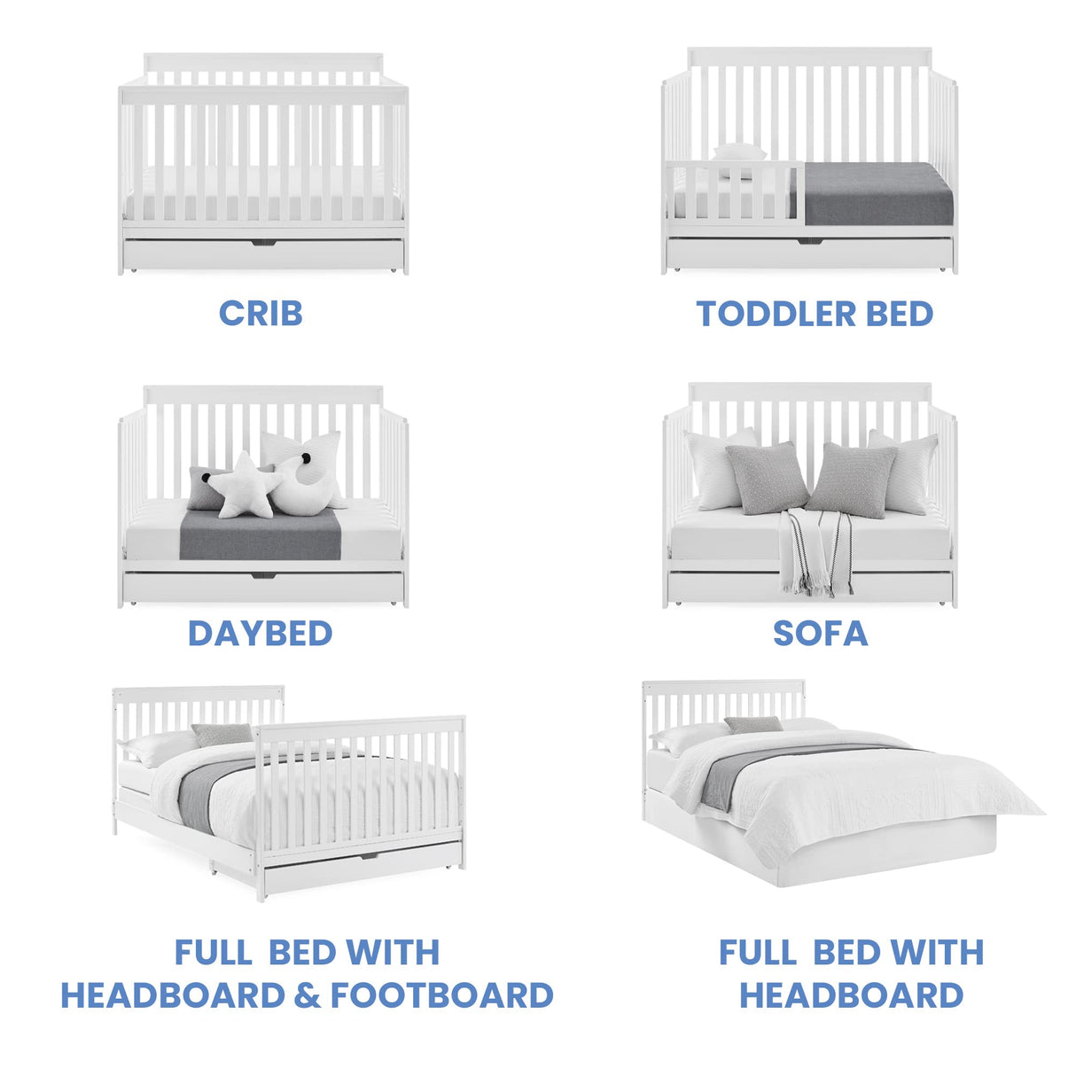 Delta Children Mercer 6-in-1 Convertible Crib with Storage Trundle, Greenguard Gold Certified, Bianca White Delta Children