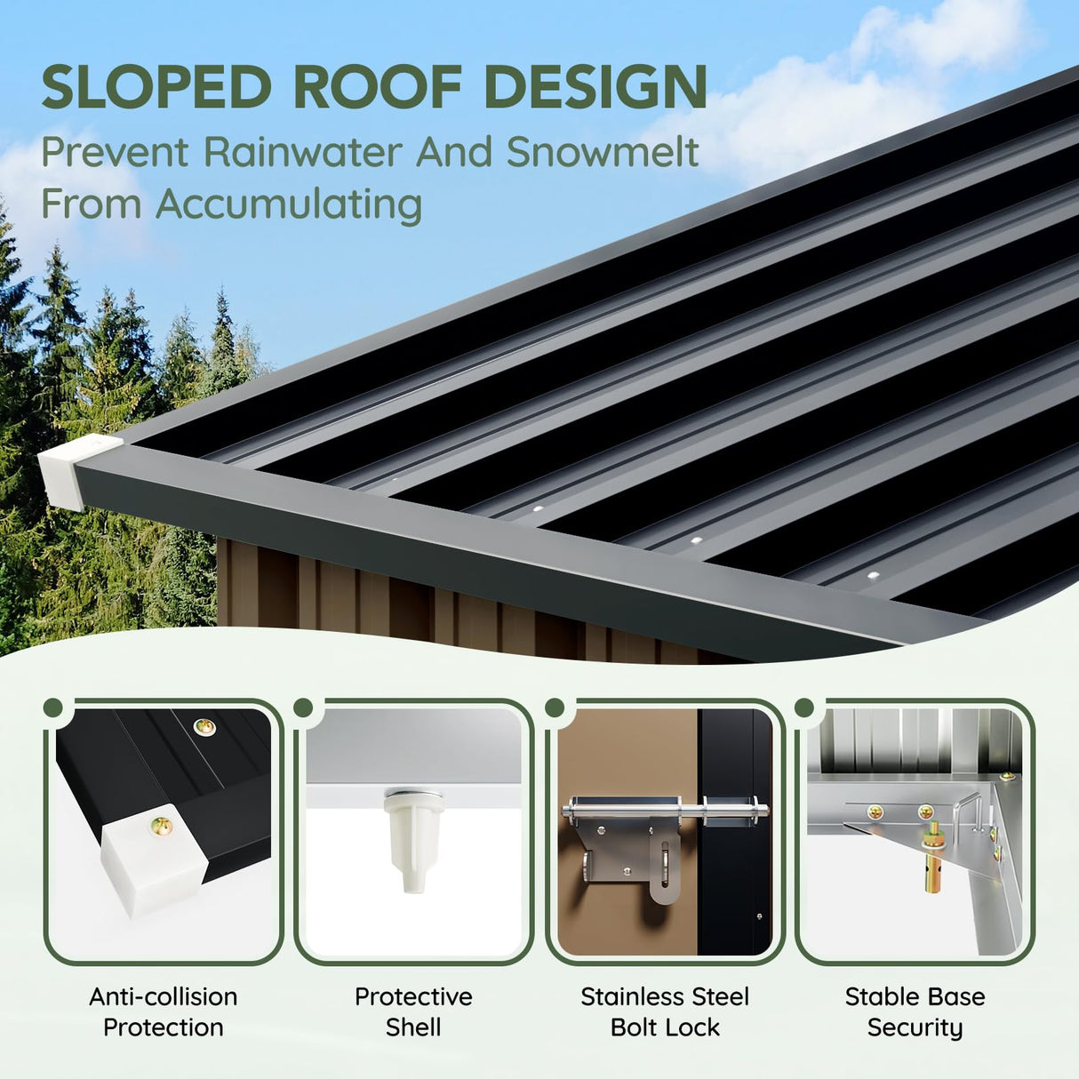 Grovellis 3x5 FT Outdoor Metal Storage Shed, Single Door, 1 Clear Window, Tool Shed for Garden, Patio, Backyard Brown Grovellis