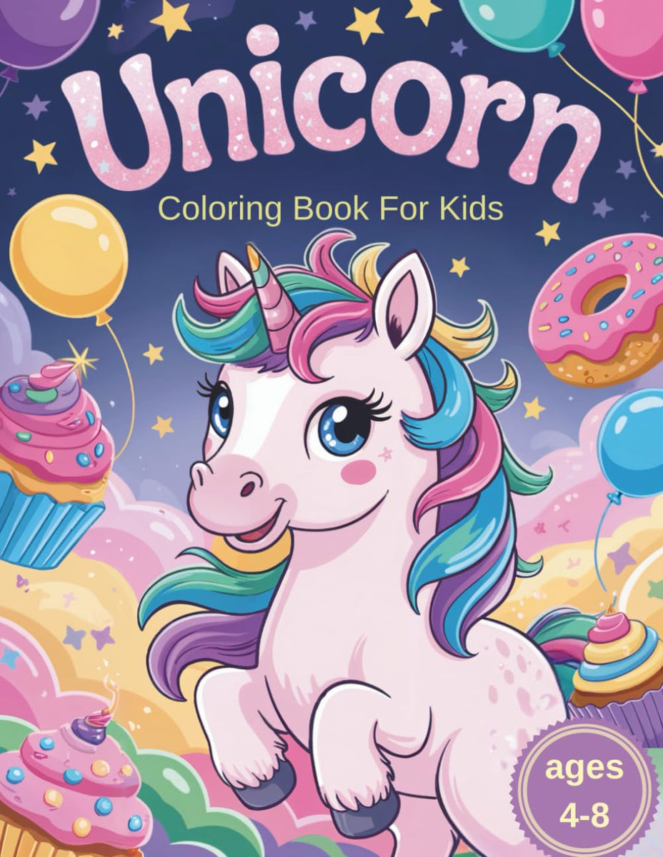 Unicorn Coloring Book For Kids Ages 4-8: 50 Fun and Cute Unicorn Color ...