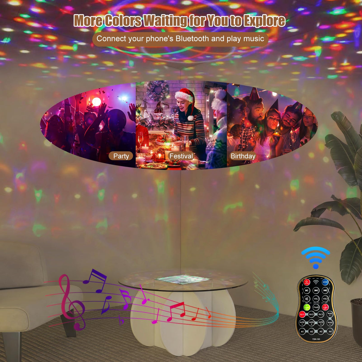 HedoAjim Round LED Coffee Table with Glass Top,Center Table with Storage for Living Room,Small Spaces, Office, and Lounge,32" White and Grey Glass Coffee Table with Smart Music Lamp HedoAjim